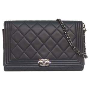 CHANEL Blue Lambskin Leather Wallet